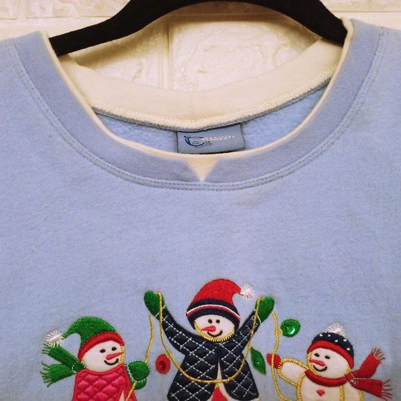 Lot of 2 Vintage Grandma Sweatshirt Novelty Sweater -L Double Collar Floral Blue - Picture 4 of 11